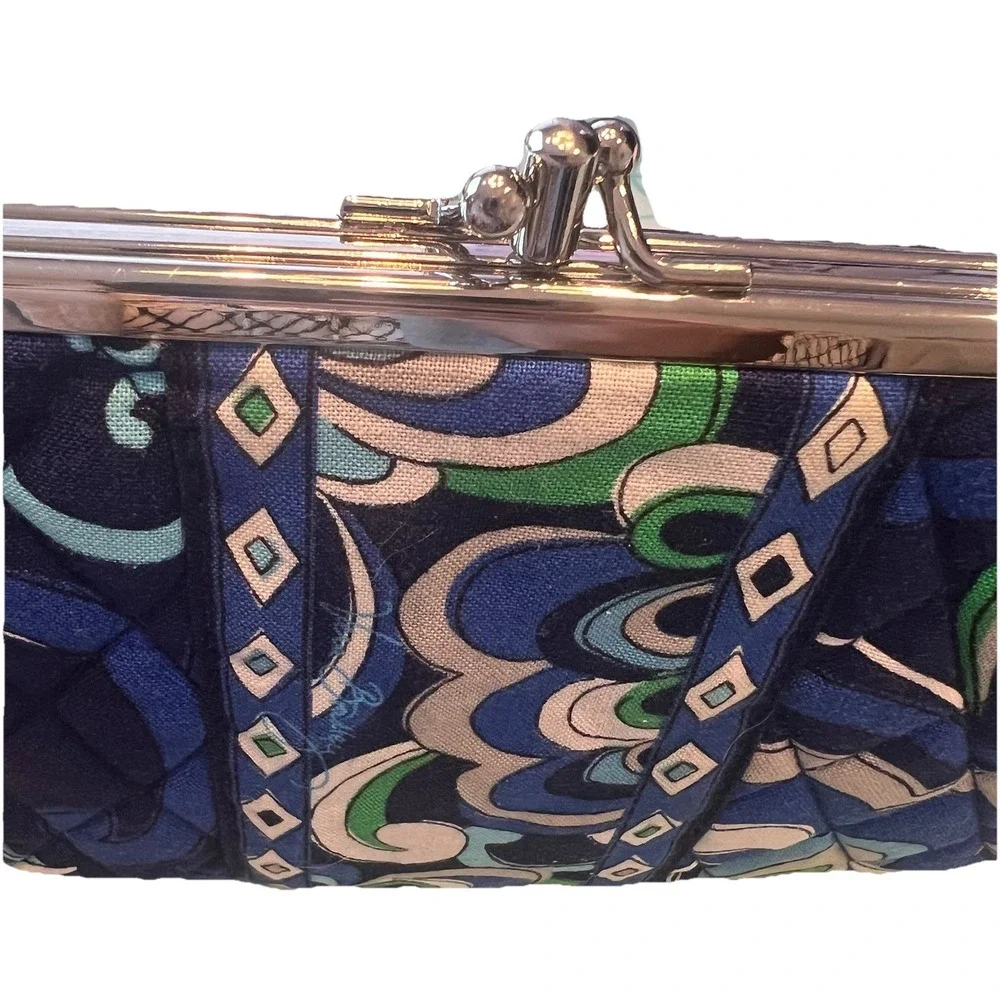 Vera Bradley Blue‎ Twirley Birds Wallet Clutch  Double Kisslock Closures Navy - Picture 3 of 6
